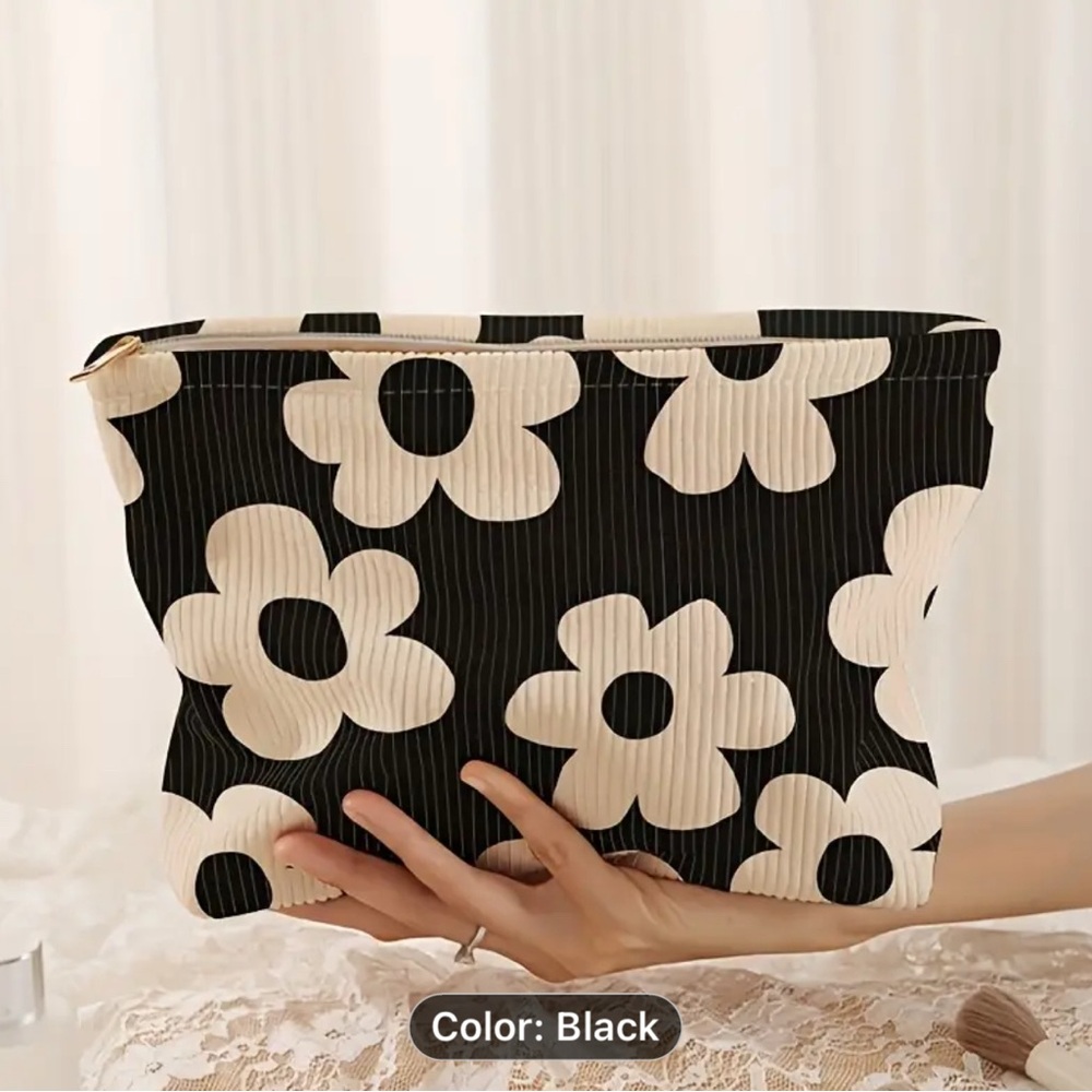 Floral Black and Cream Women's Bag